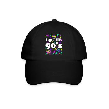 90er Jahre Liebe Purpur Retro Look - Baseballkappe - Schwarz/Schwarz - Vorne