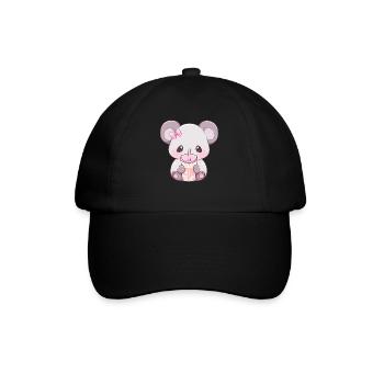 Kawaii Koala trinkt Boba Bubble Tea Chibi - Baseballkappe - Schwarz/Schwarz - Vorne