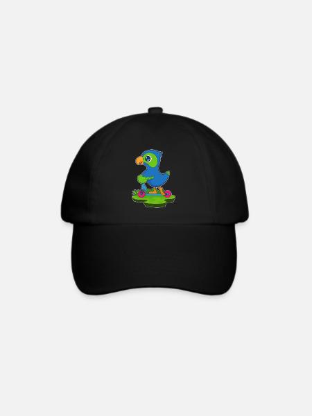 Papagei Tretroller - Baseballkappe - Schwarz/Schwarz
