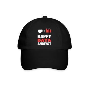 Glücklicher Datenanalyst Systemanalytiker - Baseballkappe - Schwarz/Schwarz - Vorne