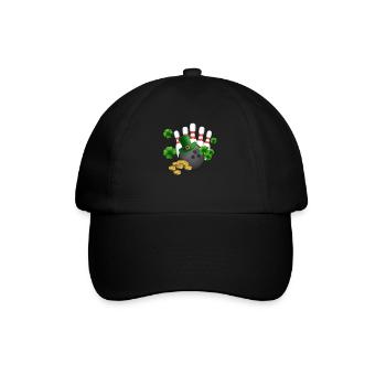 Lustige Bowlingkugeln Kleeblatt Leprechaun - Baseballkappe - Schwarz/Schwarz - Vorne