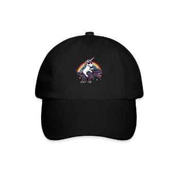 Einhorn-Dinosaurier-T-Rex-Geschenk für Mädchenspaß - Baseballkappe - Schwarz/Schwarz - Vorne