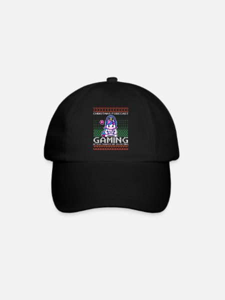 Funny Christmas Forecast Gaming Einhorn Ugly Xmas - Baseballkappe - Schwarz/Schwarz