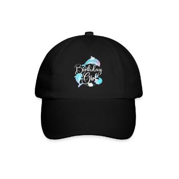 Dolphin Birthday Birthday Girl - Baseballkappe - Schwarz/Schwarz - Vorne