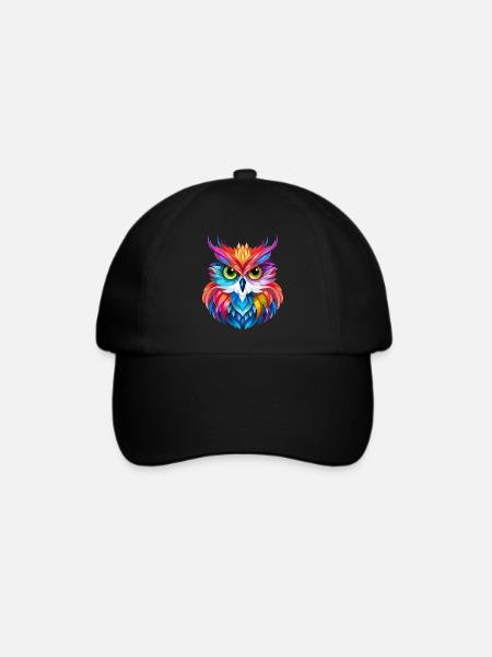 Eulen Design - Baseballkappe - Schwarz/Schwarz