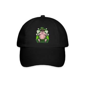 Irisches Glücksschwein - Baseballkappe - Schwarz/Schwarz - Vorne