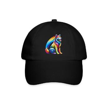 Regenbogenhund für Hundebesitzer - Baseballkappe - Schwarz/Schwarz - Vorne