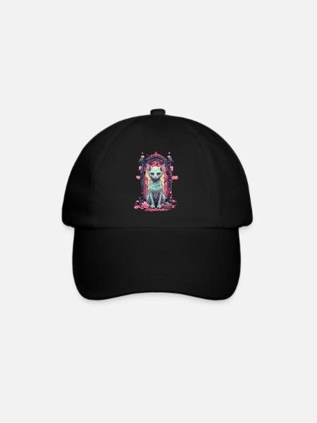 Goth Pastel Sphynx Katze Mystisch und Niedlich - Baseballkappe - Schwarz/Schwarz