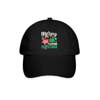 Frohe Scharen Weihnachten Flamingo Lustige Weihnachten - Baseballkappe - Schwarz/Schwarz - Vorne