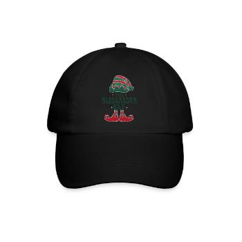 Alessandra Elf Personalisierter Name Weihnachtsfamilie - Baseballkappe - Schwarz/Schwarz - Vorne