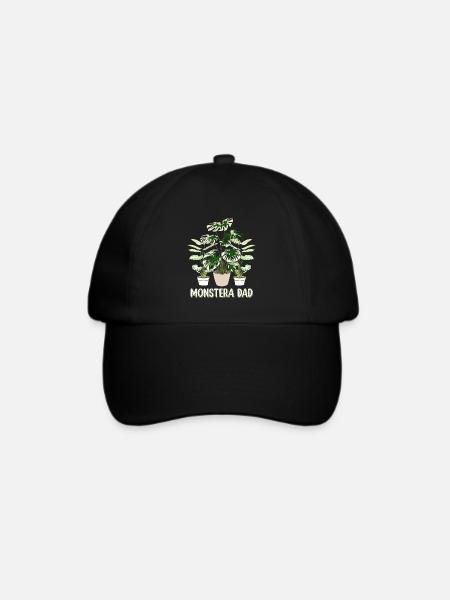 Monstera Dad - Baseballkappe - Schwarz/Schwarz