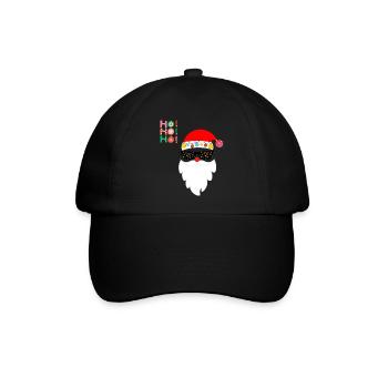 HO HO HO - Baseballkappe - Schwarz/Schwarz - Vorne