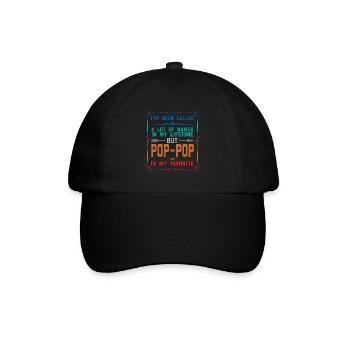 pop-pop Vatertag pop-pop Geschenk - Baseballkappe - Schwarz/Schwarz - Vorne