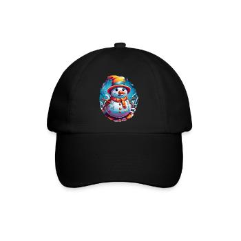 Schneemann, Schneemann - Baseballkappe - Schwarz/Schwarz - Vorne