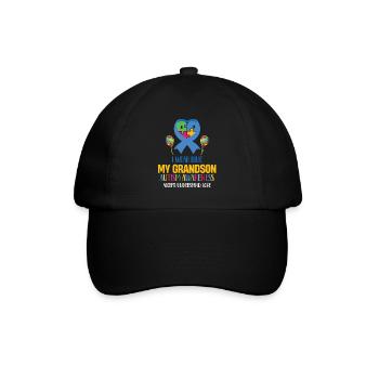 Ich Trage Blau Für Meinen Enkel Autismus Oma Adhs - Baseballkappe - Schwarz/Schwarz - Vorne