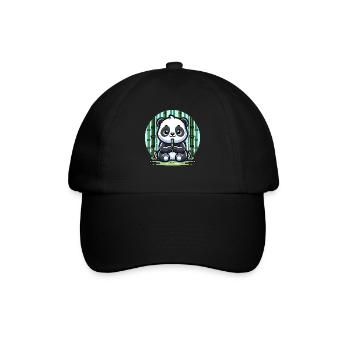Panda Bambus - Baseballkappe - Schwarz/Schwarz - Vorne
