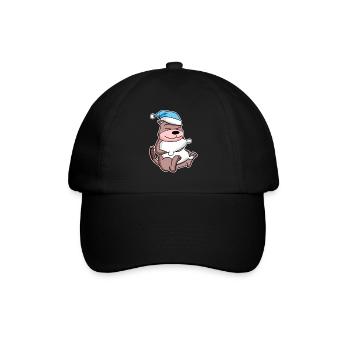 Wiesel mit Kissen und Schlafmütze - Baseballkappe - Schwarz/Schwarz - Vorne