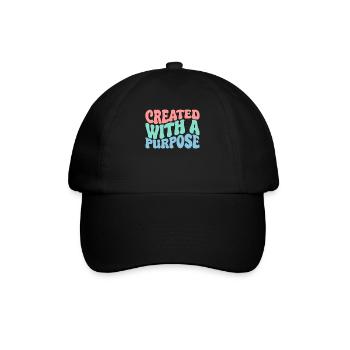 Mit Einem Zweck Geschaffen Groovy Bibelvers - Baseballkappe - Schwarz/Schwarz - Vorne