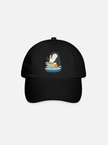 Pinguin Kaffee Tasse - Baseballkappe - Schwarz/Schwarz