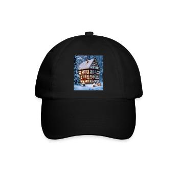Elsässisches Fachwerk-Schneehaus - Baseballkappe - Schwarz/Schwarz - Vorne