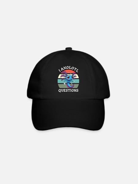 Axolotl stellt viele Fragen - Baseballkappe - Schwarz/Schwarz