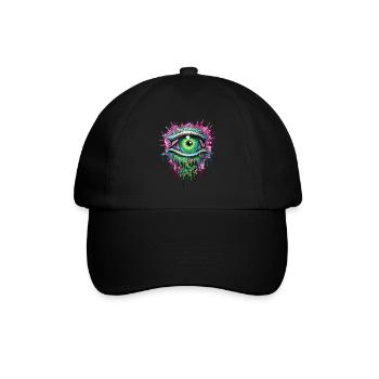 Psychedelisch Auge Farbenfroh LSD Drogen Trip - Baseballkappe - Schwarz/Schwarz - Vorne