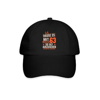 Legendärer 63. Geburtstagsspruch - Baseballkappe - Schwarz/Schwarz - Vorne