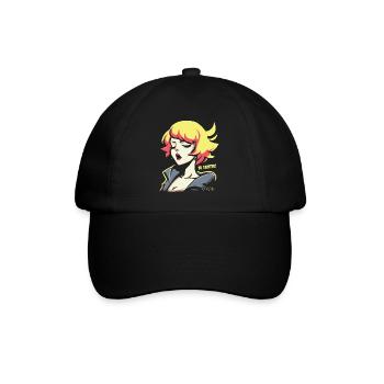 Popfarbene Anime-Girl: So aufgeregt Frau - Baseballkappe - Schwarz/Schwarz - Vorne
