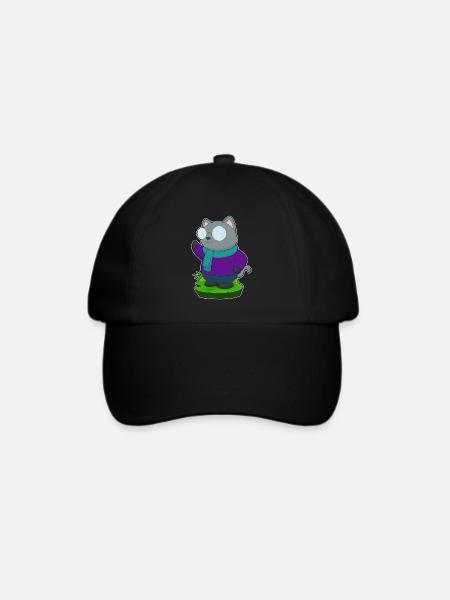 Katze Winter Schal  - Baseballkappe - Schwarz/Schwarz