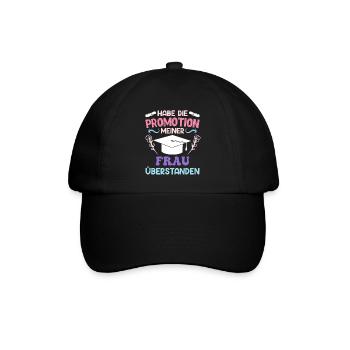 Dissertation Doktorarbeit meiner Frau Überstanden - Baseballkappe - Schwarz/Schwarz - Vorne