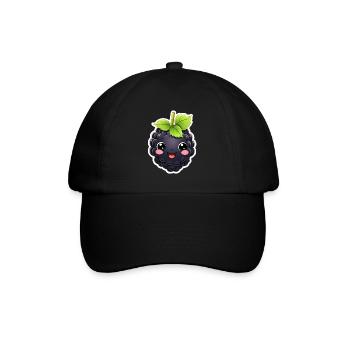 Brombeere kawaii süß - Baseballkappe - Schwarz/Schwarz - Vorne
