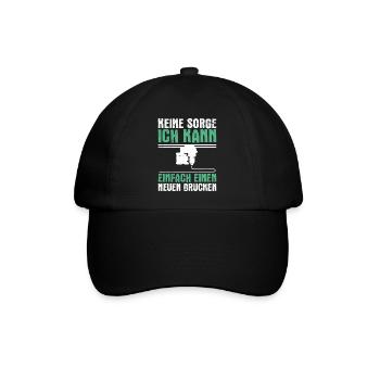 3-D Drucker Keine Sorge Kann einen Neuen Drucken - Baseballkappe - Schwarz/Schwarz - Vorne