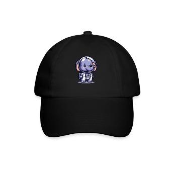 Cute Elephant Astronaut - Baseballkappe - Schwarz/Schwarz - Vorne