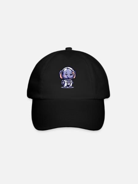 Cute Elephant Astronaut - Baseballkappe - Schwarz/Schwarz