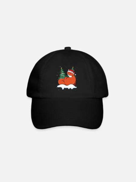 Weihnachtsfuchs Mit Weihnachtsmütze - Baseballkappe - Schwarz/Schwarz