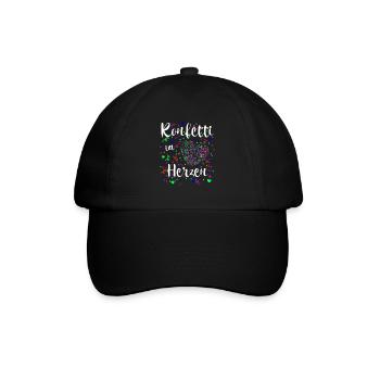 Konfetti im Herzen für Karneval oder Fasching - Baseballkappe - Schwarz/Schwarz - Vorne