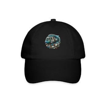 Buntbarsch-Fischliebhaber Süßwasser-Aquaristik - Baseballkappe - Schwarz/Schwarz - Vorne