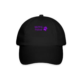 Tierfreund Schrift Pfotenabdruck Stil - Baseballkappe - Schwarz/Schwarz - Vorne