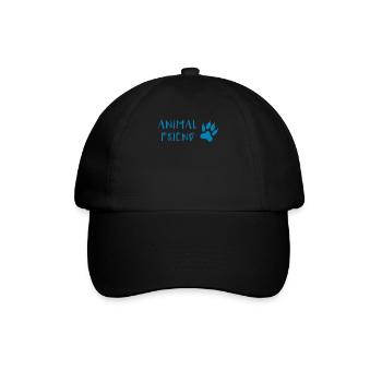 Tierfreund Schrift Pfotenabdruck Stil - Baseballkappe - Schwarz/Schwarz - Vorne
