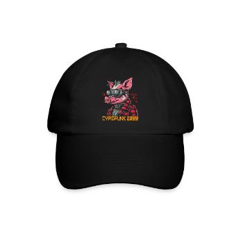 Cyber Schwein Punk - Baseballkappe - Schwarz/Schwarz - Vorne