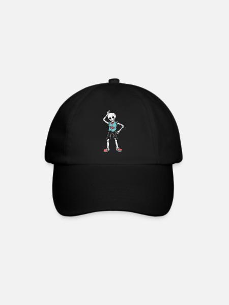Cooles Lustiges Skelett - Baseballkappe - Schwarz/Schwarz