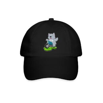 Katze Motorrad - Baseballkappe - Schwarz/Schwarz - Vorne