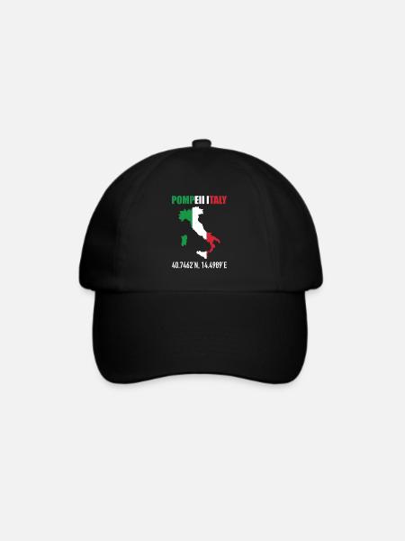 Pompeii Italy Italienische Karte Flagge Geographie - Baseballkappe - Schwarz/Schwarz