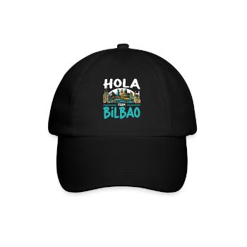 Bilbao Spanien Reiseurlaub Ich liebe die Skyline von Bilbao - Baseballkappe - Schwarz/Schwarz - Vorne
