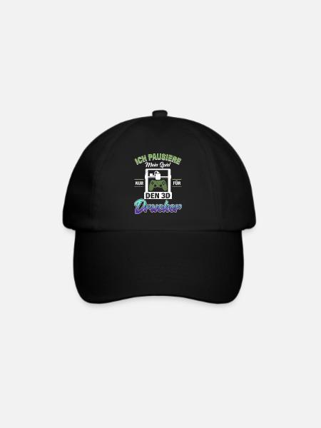 3D Druck Fan Pausiere mein Spiel nur für den 3D - Baseballkappe - Schwarz/Schwarz
