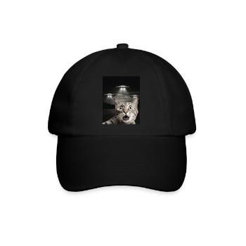 Lustiges Katzen Selfie Vor UFOs Katze UFO - Baseballkappe - Schwarz/Schwarz - Vorne