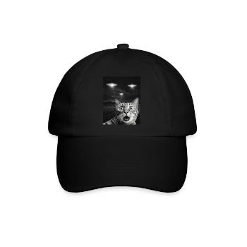 Lustiges Katzen Selfie Vor UFOs Katze UFO - Baseballkappe - Schwarz/Schwarz - Vorne