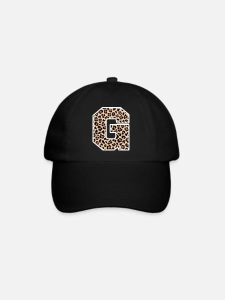 Buchstabe G Leopardenmuster - Geschenkidee zum Geburtstag - Baseballkappe - Schwarz/Schwarz