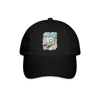 Psychedelisches Säure Schwein - Baseballkappe - Schwarz/Schwarz - Vorne