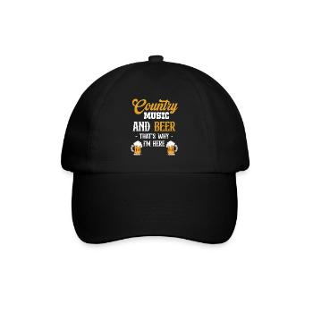 Country-musik Und Bier Darum Bin Ich Hier - Baseballkappe - Schwarz/Schwarz - Vorne